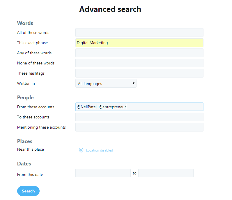 advance search